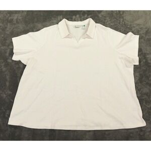 Sport Savvy Top Women 4X Collar Polo Comfy Collar Stretch‎ Cotton Polyester